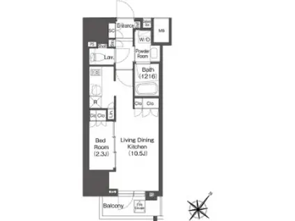 レフィールオーブ代々木(1LDK/7階)の間取り写真