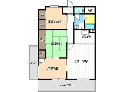 セブンスズキIII(3LDK/6階)の間取り写真