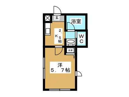 アムール(1K/1階)の間取り写真