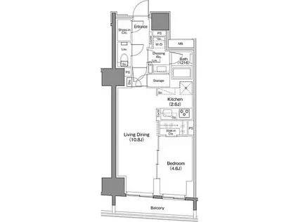 ザ・パークハビオ日本橋馬喰町(1LDK/2階)の間取り写真