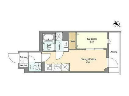 ドゥーエ曳舟II(1DK/2階)の間取り写真