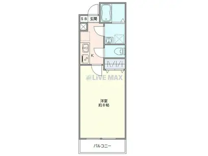 ジーメゾン新狭山(1K/2階)の間取り写真