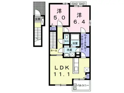 フィールド・サンIIA(2LDK/2階)の間取り写真