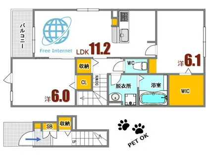 サニーサイド B棟(2LDK/2階)の間取り写真