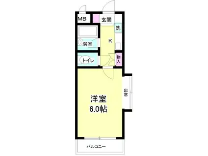 ベルトピア大和桜ヶ丘(1K/1階)の間取り写真