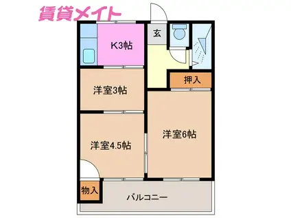 辻アパート(3K/2階)の間取り写真