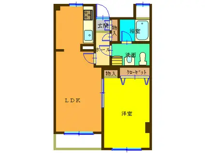 ヴェル・ドミール(1LDK/3階)の間取り写真