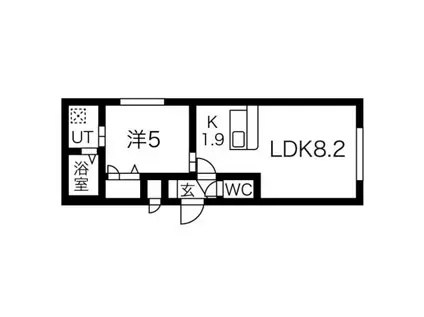 グランメール本郷通8南BS(1LDK/2階)の間取り写真