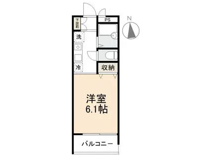 ＪＲ高徳線 栗林公園北口駅 徒歩12分 4階建 築27年(ワンルーム/2階)の間取り写真