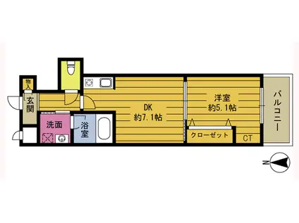 レスコ石垣東 弐番館(1DK/3階)の間取り写真
