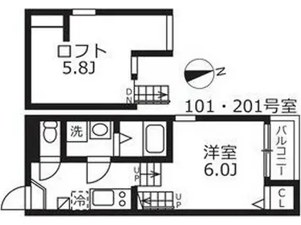ハーモニーテラス清水V(1K/1階)の間取り写真