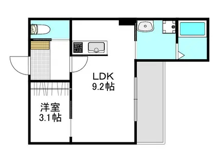 LION翠(1LDK/3階)の間取り写真
