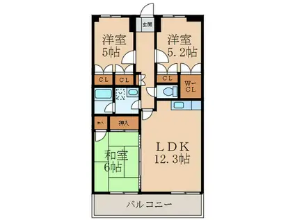 グランド アイ参番館(3LDK/4階)の間取り写真