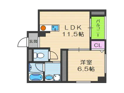メビウス京町堀レジデンス(1LDK/3階)の間取り写真