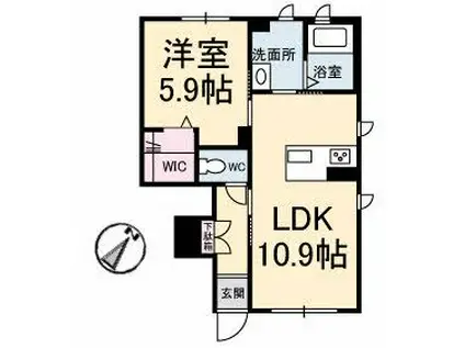 コンフォーティア引野(1LDK/1階)の間取り写真