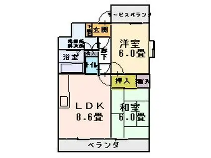 ユートピア中野I(2DK/3階)の間取り写真