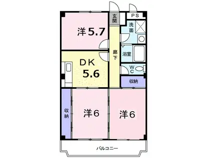 シャルマンK&L(3DK/2階)の間取り写真