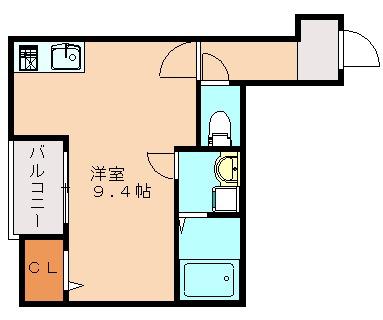SUNMARK次郎丸II(ワンルーム/2階)の間取り写真