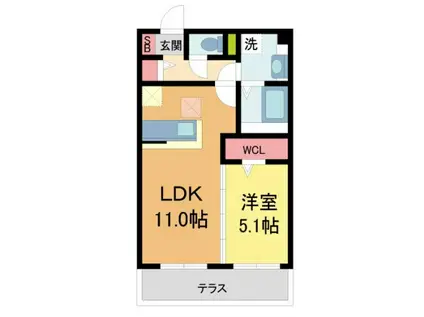 TMK西北(1LDK/1階)の間取り写真