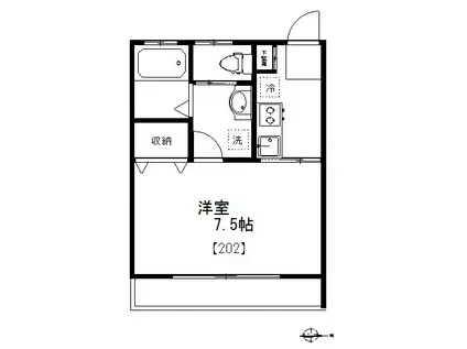 Mフローラ(1K/2階)の間取り写真