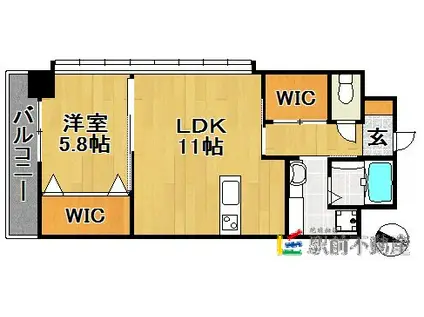 GRAND AI KURUME(1LDK/6階)の間取り写真