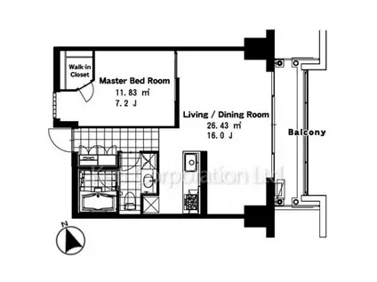 ベルファース秋葉原(1LDK/16階)の間取り写真
