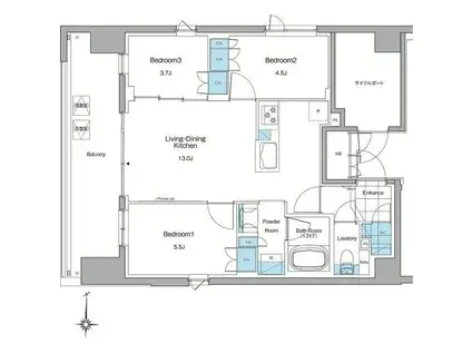 ルフォンプログレ赤羽マークス(3LDK/11階)の間取り写真