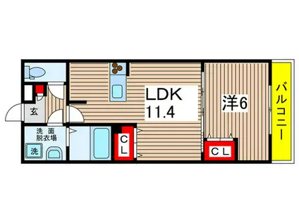リブリ・貝塚(1LDK/2階)の間取り写真