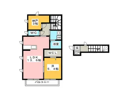 グラン・シャリオ和(1SLDK/2階)の間取り写真