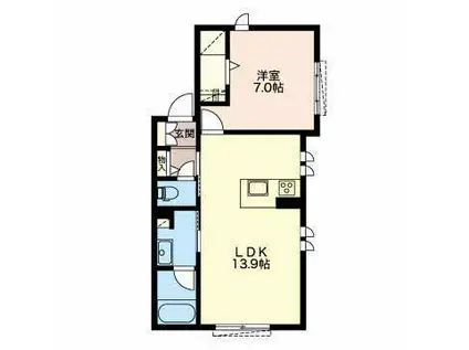 ベルソラ(1LDK/1階)の間取り写真