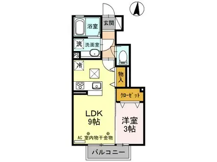アオーラ泉 B(1LDK/1階)の間取り写真