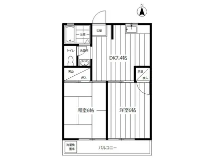 ビラ―ジュハットリ(2DK/2階)の間取り写真