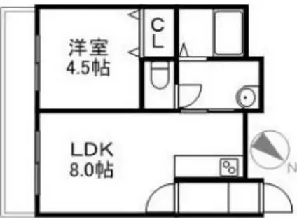 カルフール麻生(1LDK/4階)の間取り写真