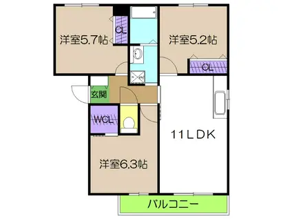 シャーメゾンクレールA(3LDK/3階)の間取り写真