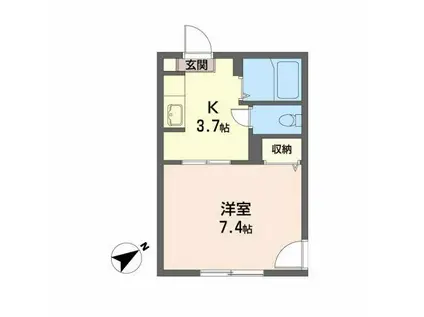 ディアス上堂F棟(1K/1階)の間取り写真