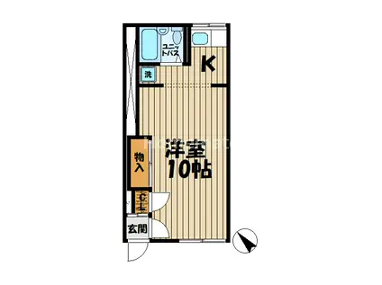 香梅荘(ワンルーム/2階)の間取り写真