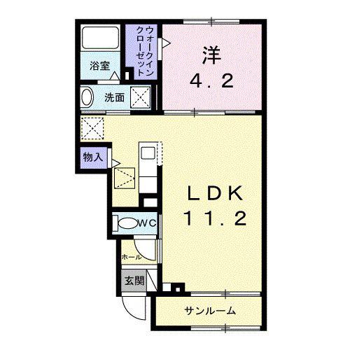 ルミエール(1LDK/1階)の間取り写真