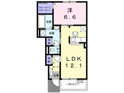 パレフルール(1LDK/1階)の間取り写真