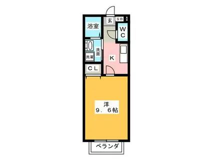 モンターニュ高岡(1K/1階)の間取り写真