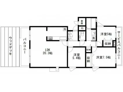 ハウス花ノ木(3LDK/1階)の間取り写真
