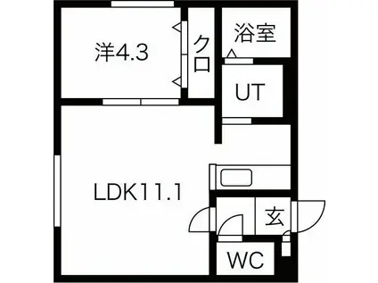 スペチアーレ山鼻(1LDK/3階)の間取り写真