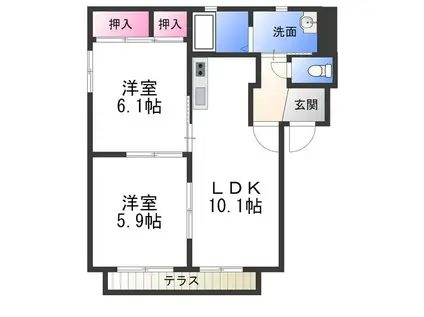 アミ・緑町A(2LDK/1階)の間取り写真