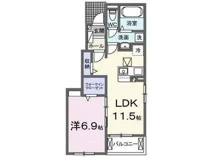 グラースSAM IV(1LDK/1階)の間取り写真