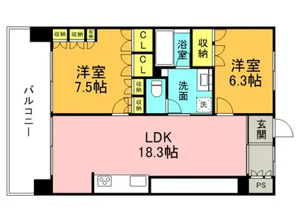 アーバンビュー宇品フェアパークB棟(2LDK/12階)の間取り写真