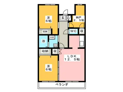 グランドゥールII蕨NAGAI(2SLDK/1階)の間取り写真