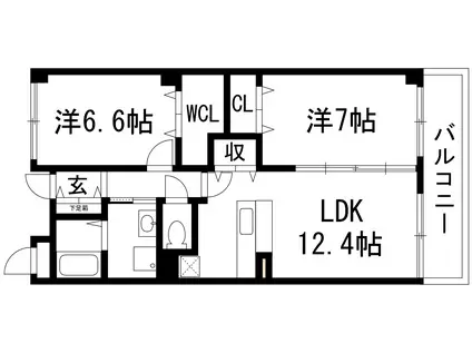 サンウィングス1(2LDK/2階)の間取り写真