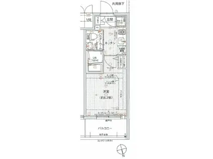 エスリード福島ウエスト(1K/11階)の間取り写真