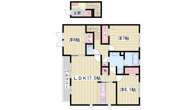 デルニエコート A棟(3LDK/2階)の間取り写真
