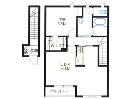 KOMFORTA(1LDK/2階)の間取り写真