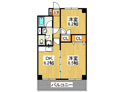 ラーバンK(2DK/8階)の間取り写真